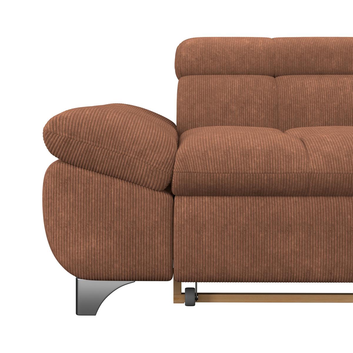 Ecksofa  Gemini Rotbraun, B: 312cm - Chromfarben/Rotbraun, KONVENTIONELL, Textil (312/234cm)