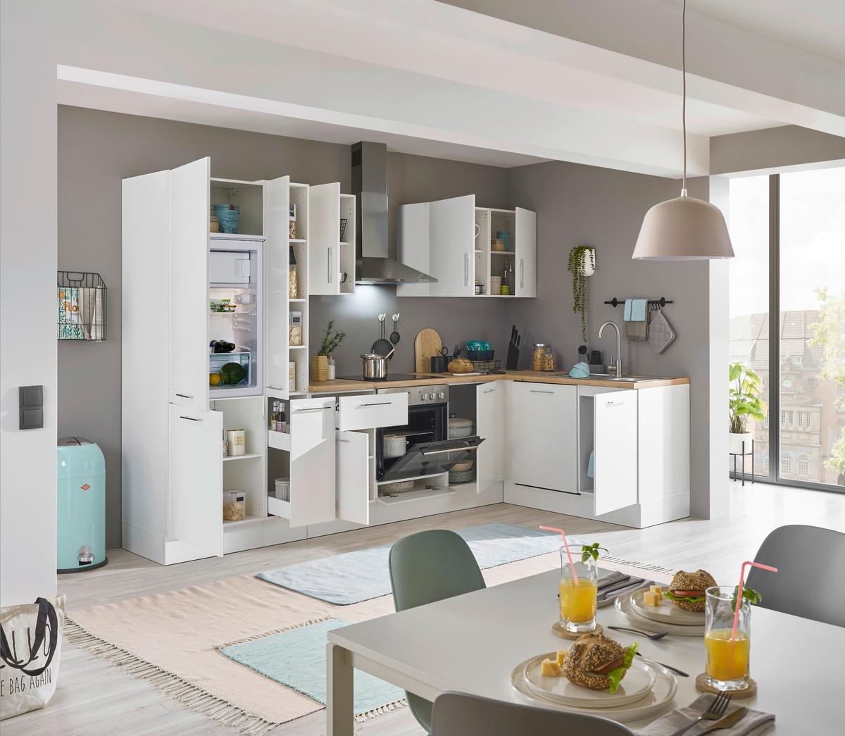 Eckküche Turin Weiß/Eiche Dekor 310x175 cm - Weiß/Eiche Artisan, Basics, Holzwerkstoff (310/175cm) - MID.YOU