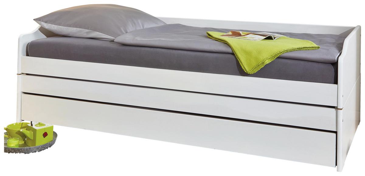 Ausziehbett mit Lattenrost Massiv 90x200 cm Lotar Weiß - Weiß/Naturfarben, KONVENTIONELL, Holz (90/200cm) - MID.YOU