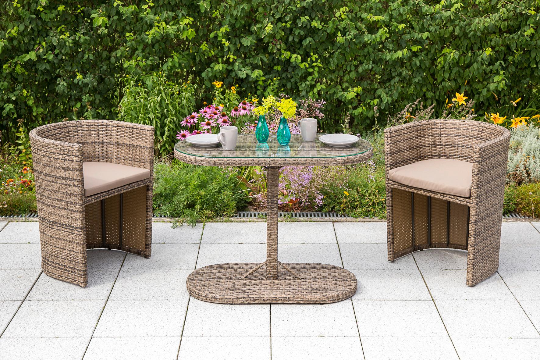 Gartenset Ancona - Naturfarben, MODERN, Kunststoff/Textil - Gardenson