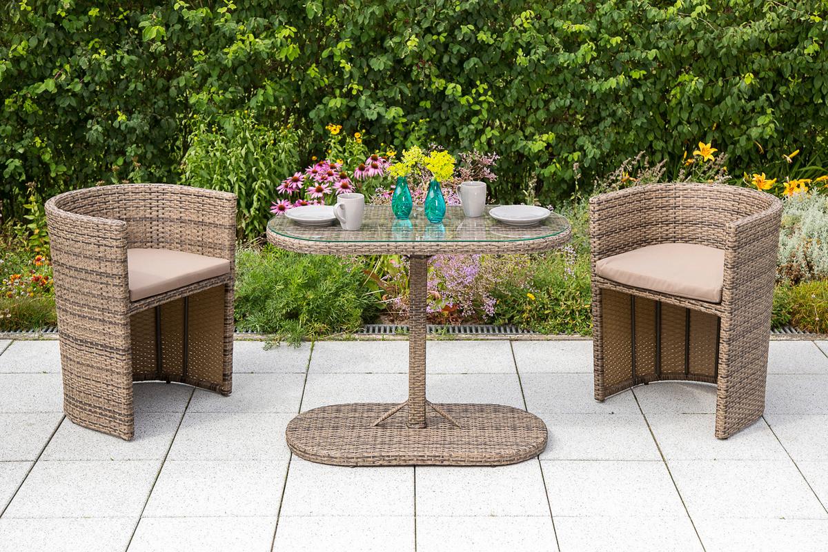 Gartenset Ancona - Naturfarben, MODERN, Kunststoff/Textil - Gardenson
