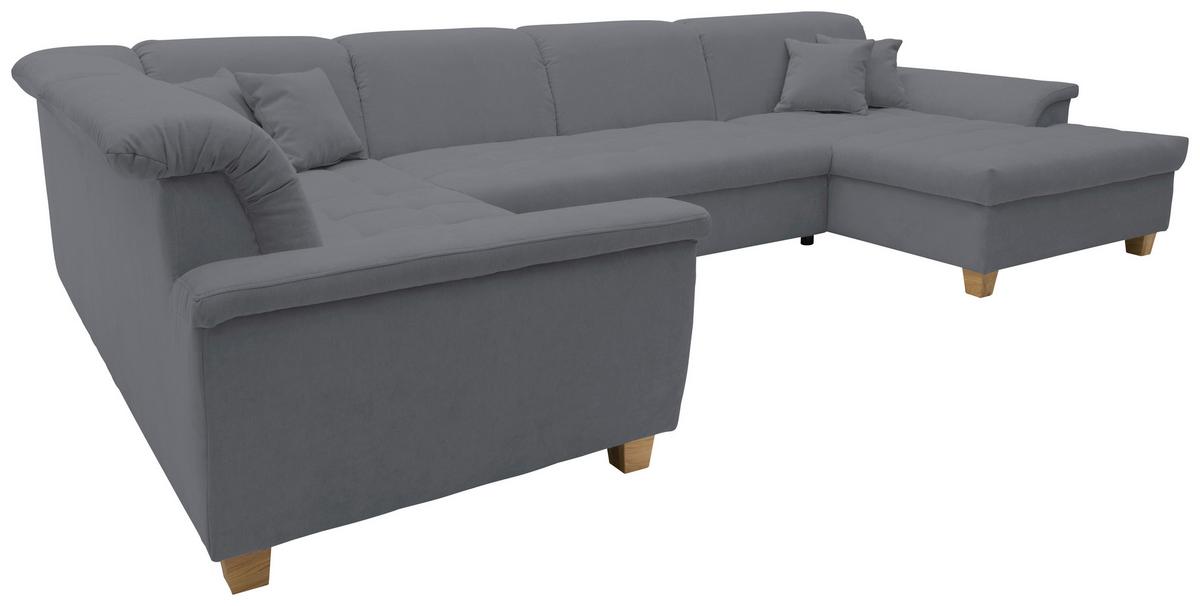 Wohnlandschaft Franzi Dunkelgrau Mikrofaser - Eichefarben/Dunkelgrau, KONVENTIONELL, Textil (206/344/162cm) - MID.YOU
