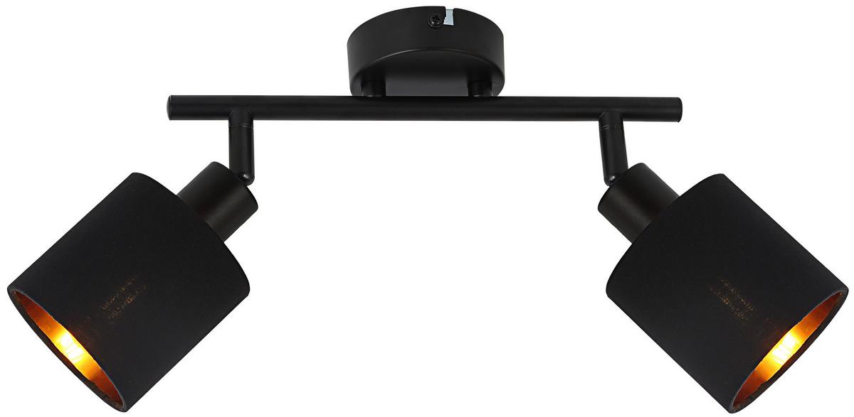 Bodové svietidlo Goldi, E14 LED max. 15W - čierna/zlatá, Modern, kov/textil (48/10/23cm) - Mömax