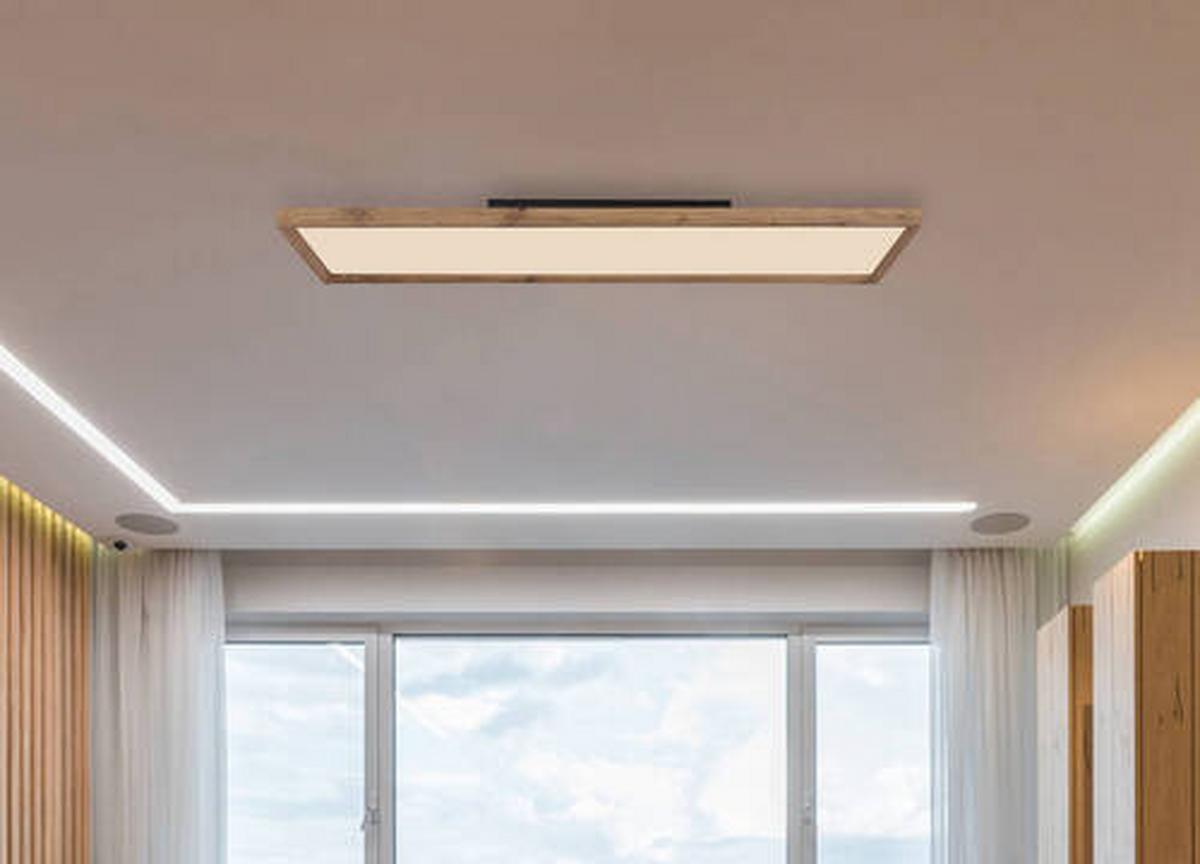 Led-deckenleuchte 41595d5 - Opal/Naturfarben, Natur, Holzwerkstoff/Kunststoff (120/30/8,5cm) - Globo