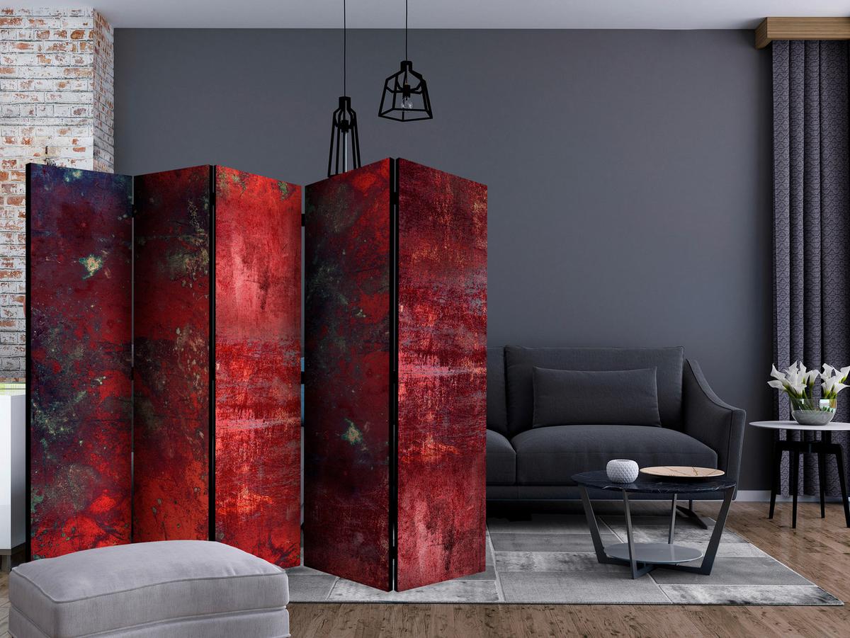 Paravent Rot Schwarz B: 225 Cm - Rot/Schwarz, Basics, Holz/Textil (225/172/3cm) - artgeist
