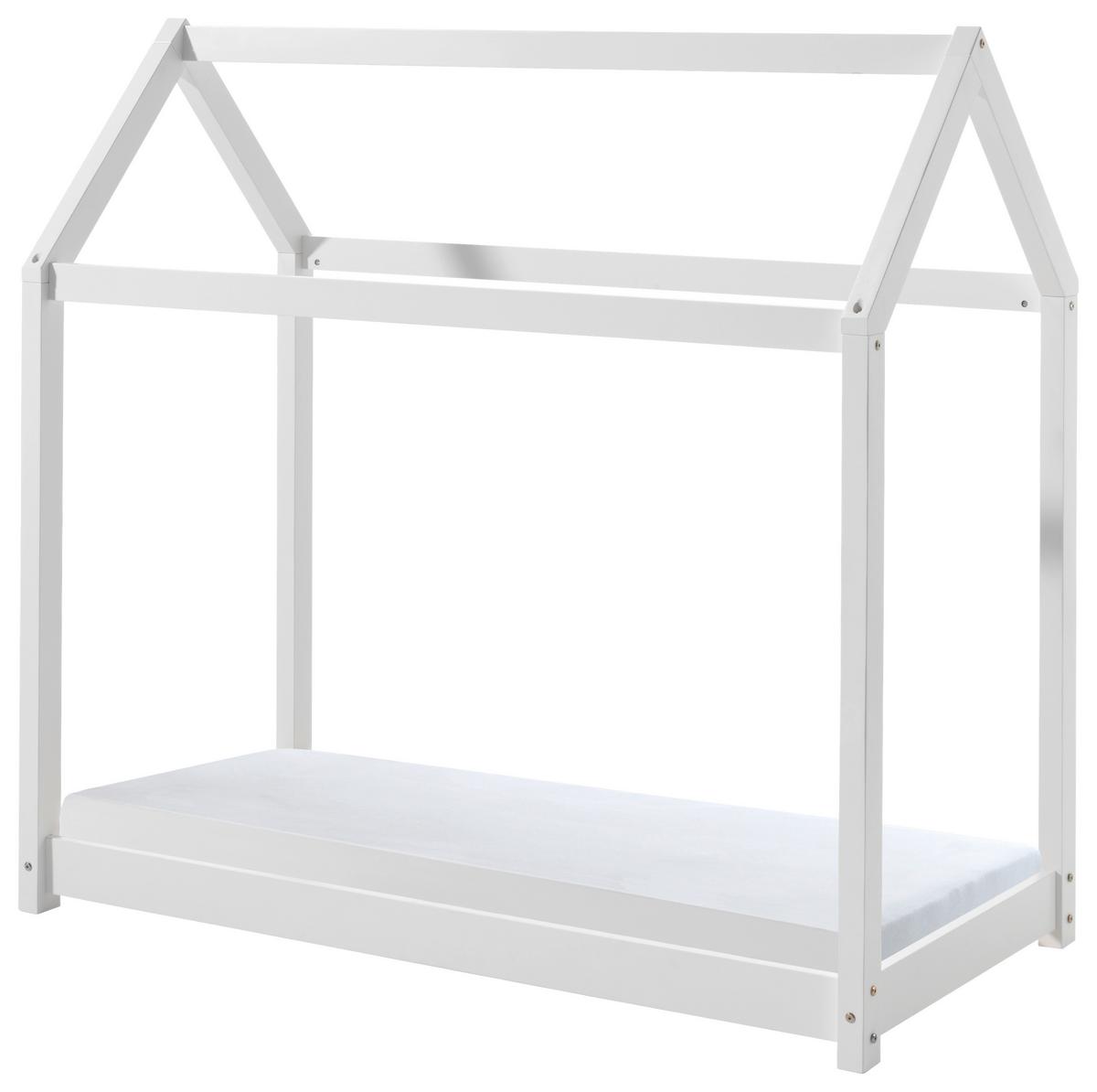 Hausbett Cabane 70x140 Cm Kiefer Echtholz Weiß - Weiß, MODERN, Holz (70/140cm) - Vipack