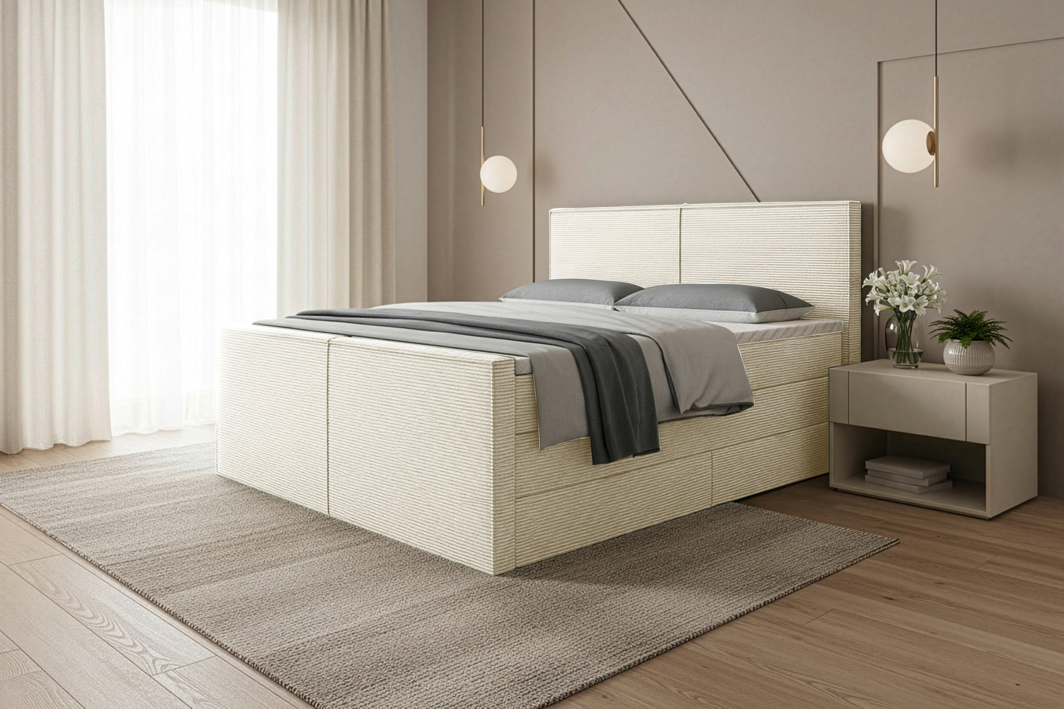 Boxspringbett Rodi Beige Lf: 180x200 Cm - Beige, MODERN, Textil (180/200cm) - Livetastic