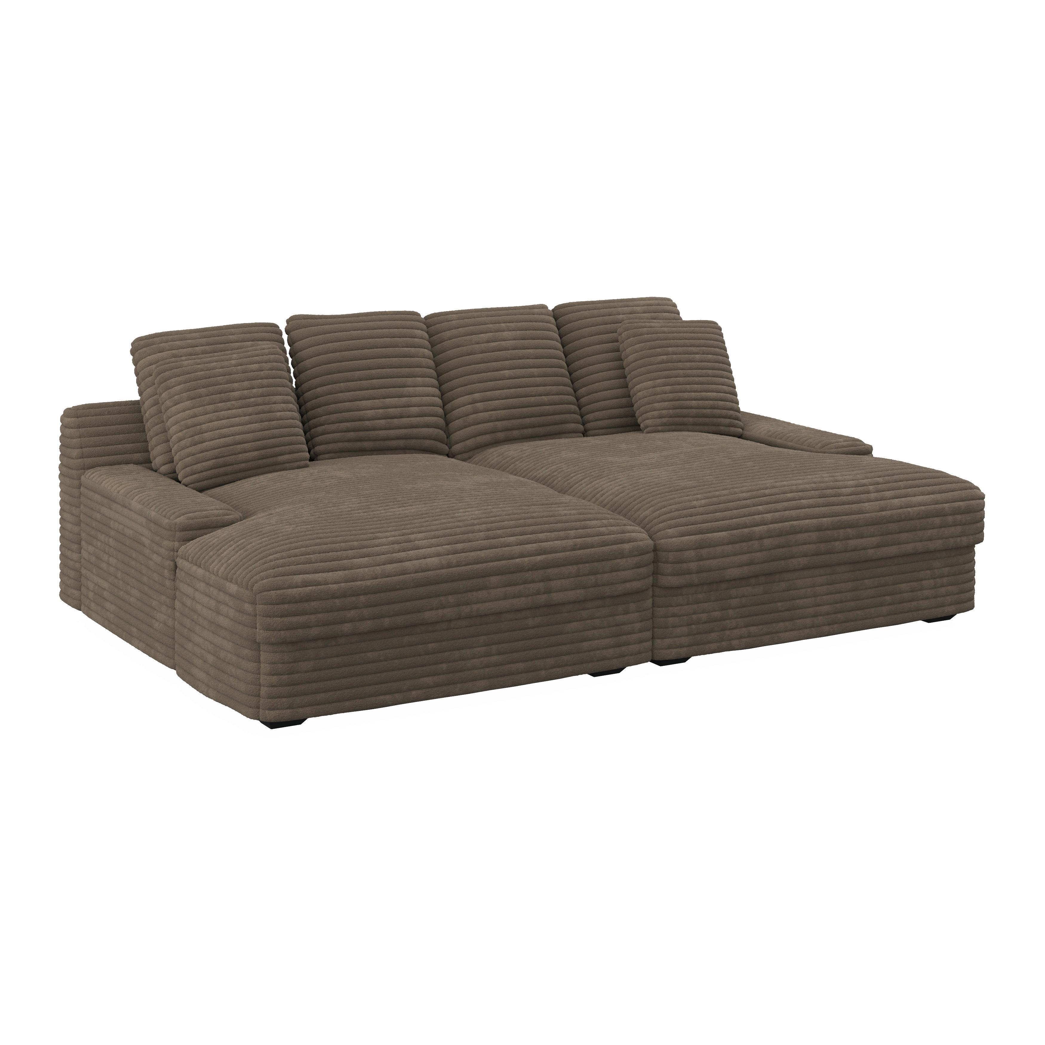 Velká pohovka ELEONORA, hnědý manšestr, max. 360 kg - černá/hnědá, Moderní, dřevo/textil (250/97/168cm) - Bessagi Home