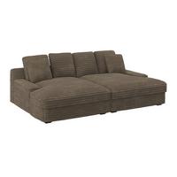Velká pohovka ELEONORA, hnědý manšestr, max. 360 kg - černá/hnědá, Moderní, dřevo/textil (250/97/168cm) - Bessagi Home