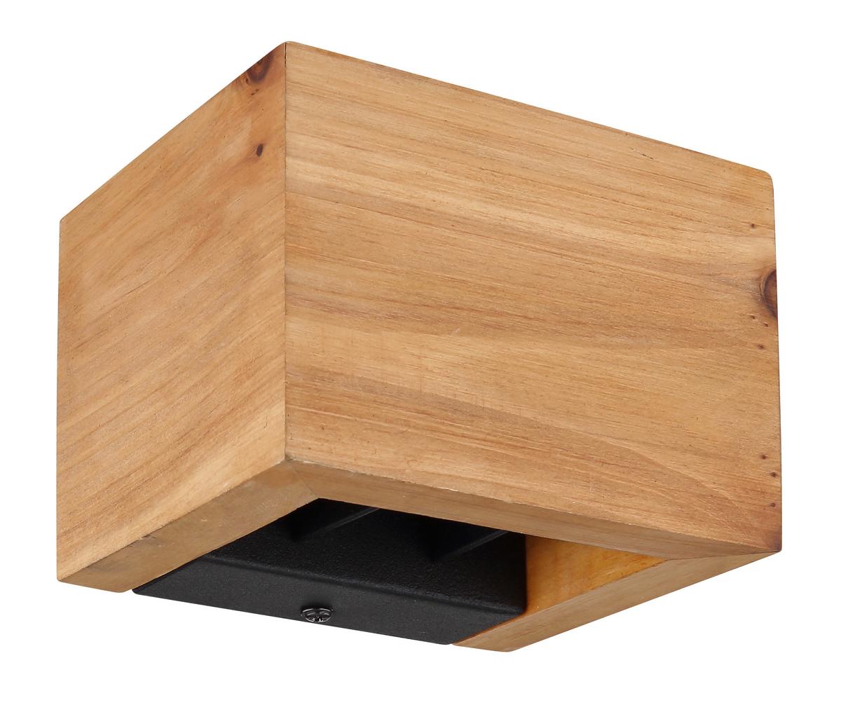 LED-Wandleuchte, 1-Flammig, mit Holz - Dunkelbraun/Schwarz, Design, Holz/Metall (13,5/11,5/9,5cm)