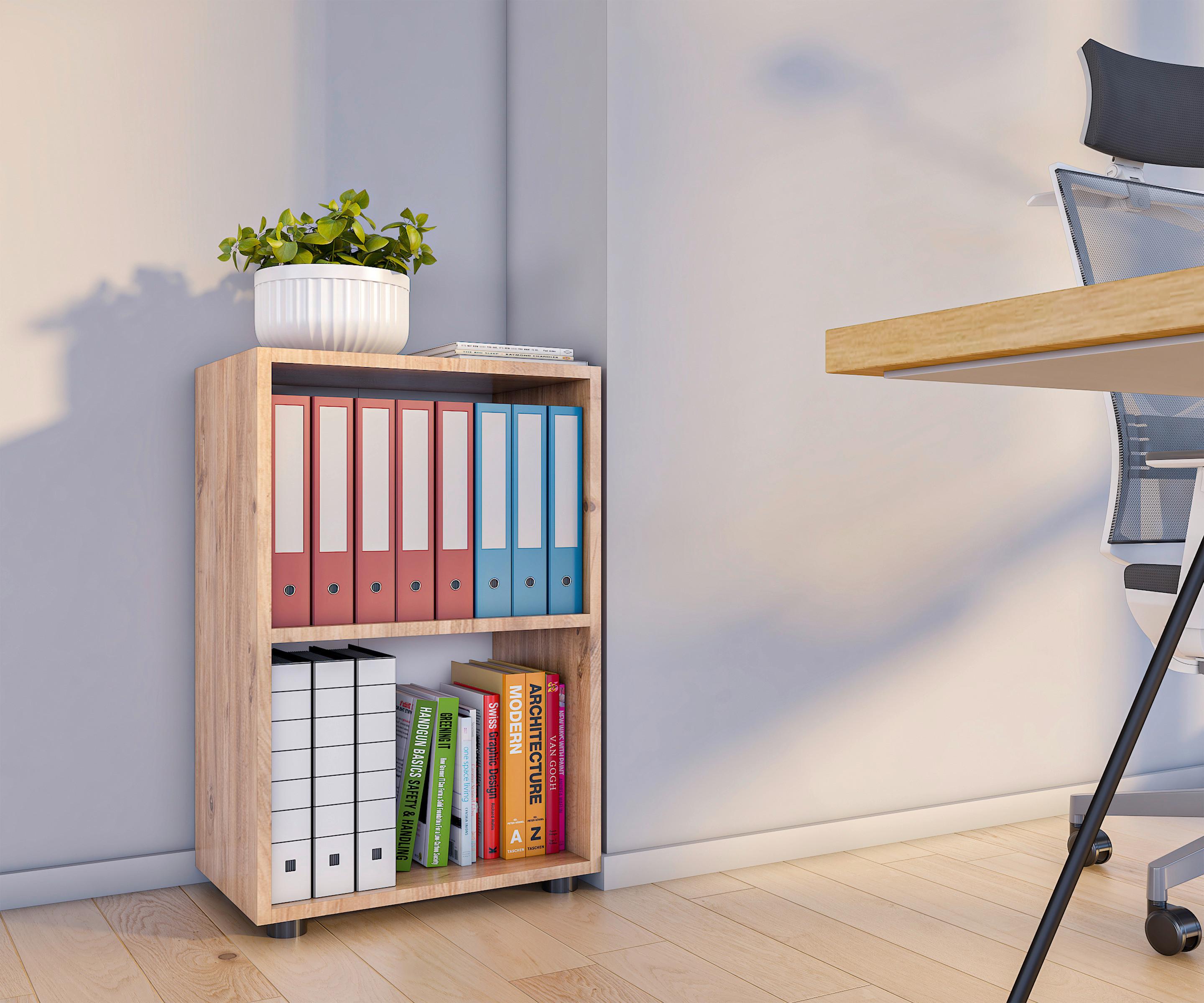 Regál na šanóny Ulas š: 49 cm, dub medový - černá/medový dub, Moderní, kompozitní dřevo/plast (49/74/32cm) - MID.YOU