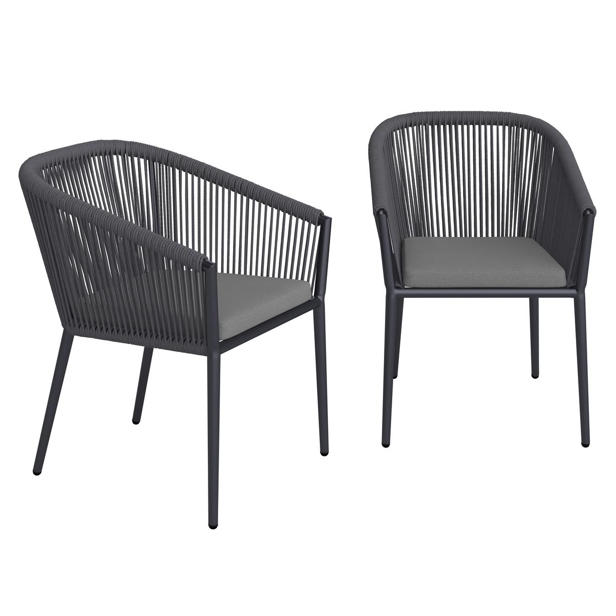 Sada zahradních křesel BENICIA - šedá/tmavě šedá, Moderní, kov/textil (56/76/65cm) - Bessagi Garden