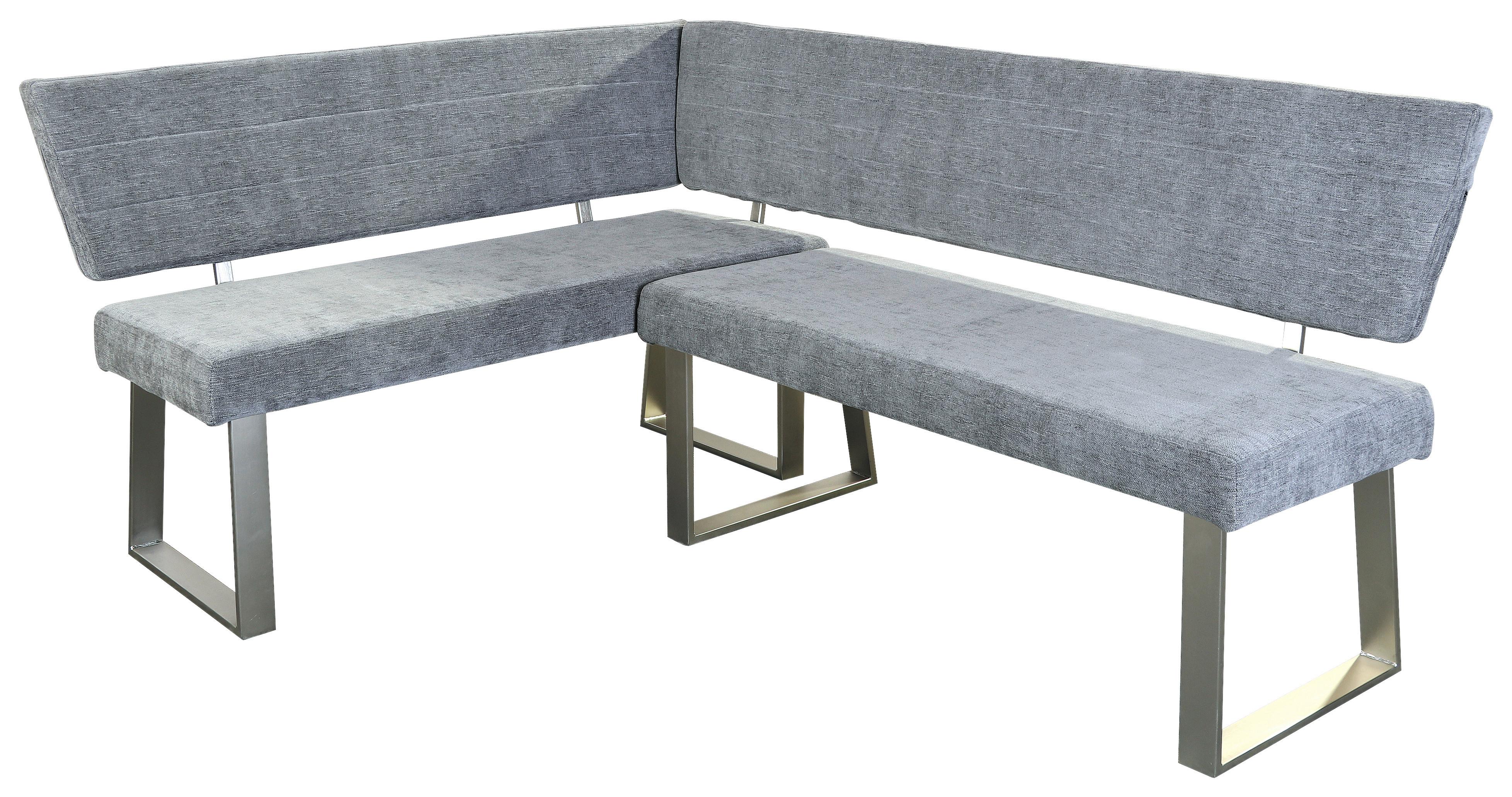 Eckbank Jules 142,5x187cm Hellgrau - Hellgrau/Nickelfarben, MODERN, Textil/Metall (142,5/187cm) - MID.YOU