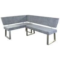 Eckbank Jules 142,5x187cm Hellgrau - Hellgrau/Nickelfarben, MODERN, Textil/Metall (142,5/187cm) - MID.YOU