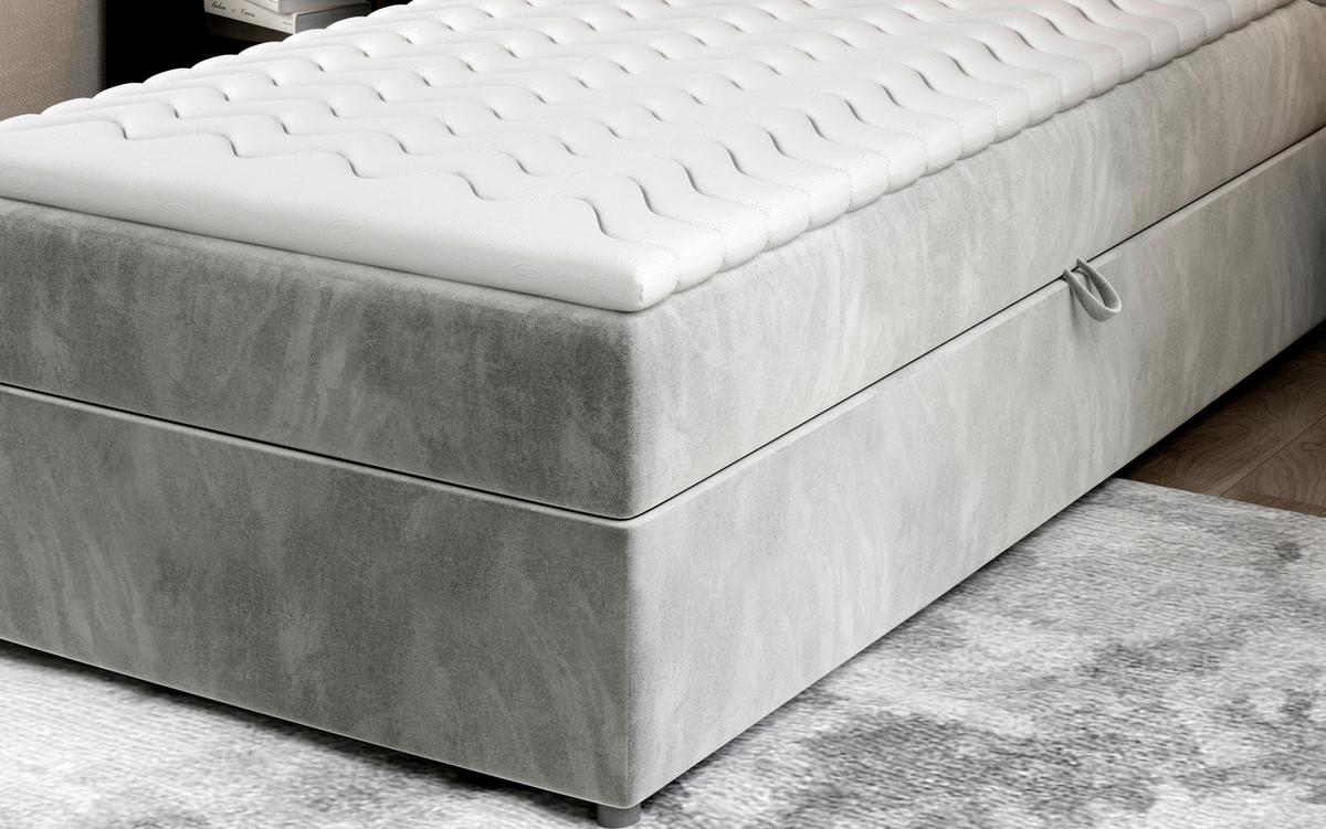 Boxbett Rivia Beige Lf: 90x200 cm - Beige/Silberfarben, MODERN, Holz/Textil (90/200cm) - MID.YOU