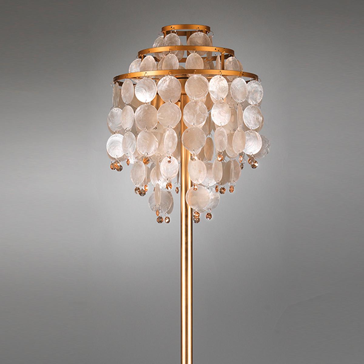 Stehleuchte Goldfarben Beige L: 30 cm - Beige/Goldfarben, KONVENTIONELL, Naturmaterialien/Kunststoff (30/30/167cm)