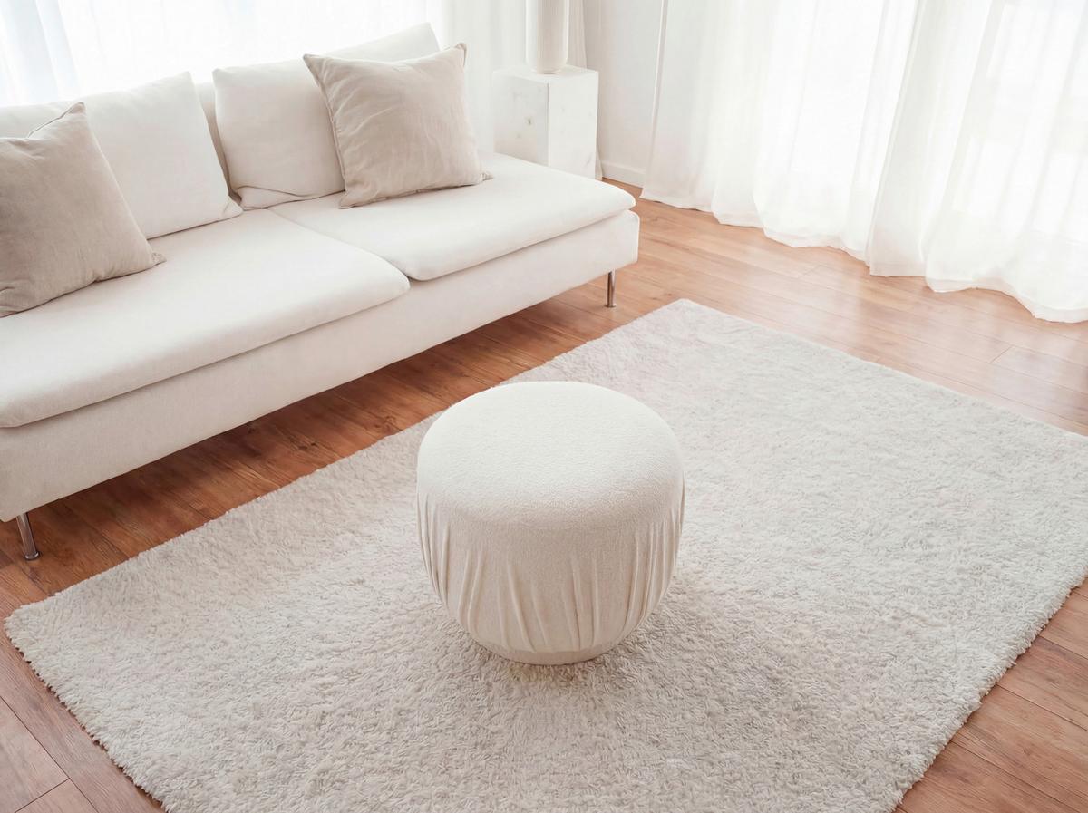 TABURETKA KREMOVA - krémová, Design, textil (50/40/50cm) - Livetastic