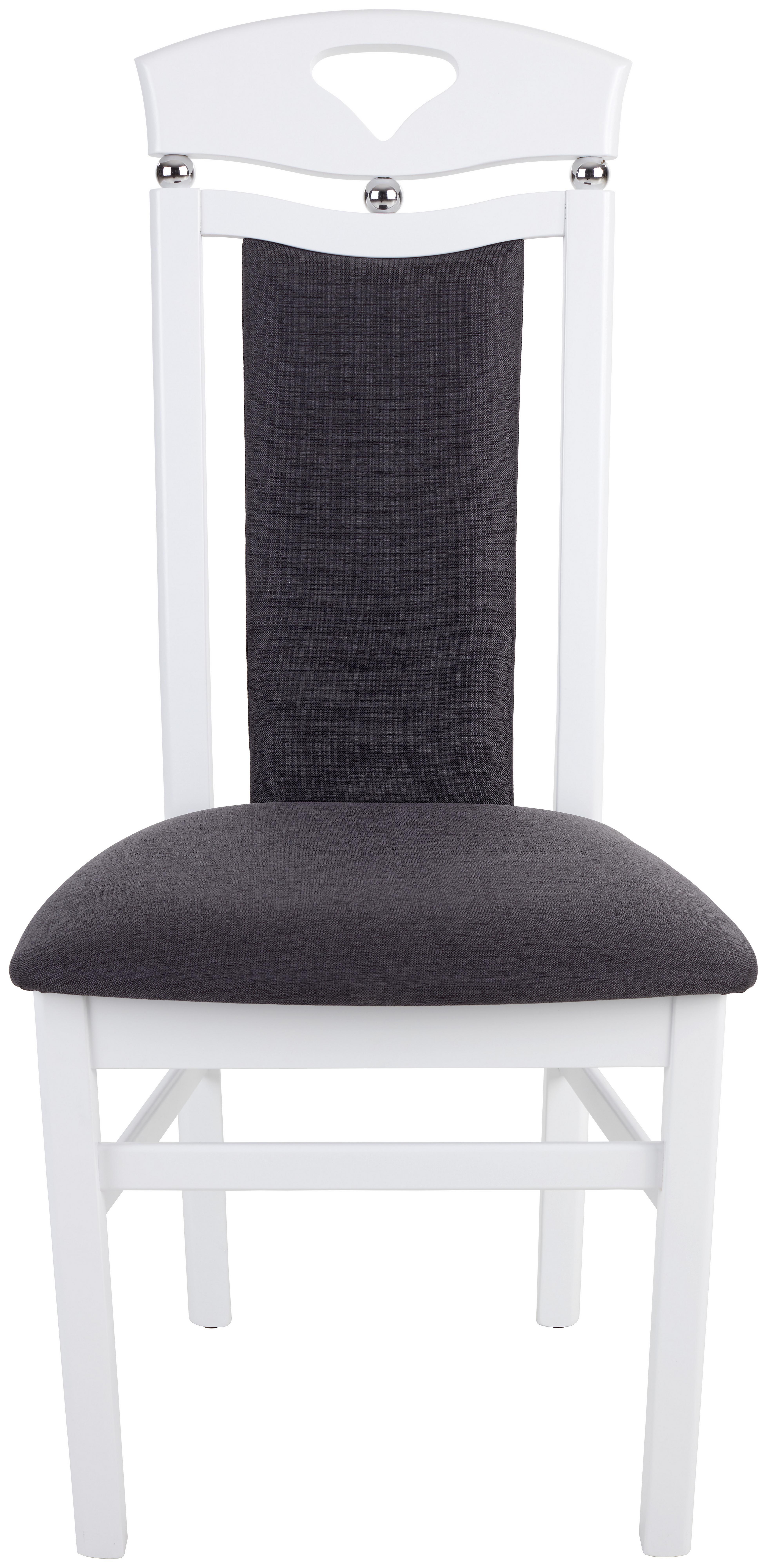 Esszimmerstuhl Berta Webstoff Schwarz Gepolstert, Beine Weiß - Schwarz/Weiß, KONVENTIONELL, Holz (45/103,5/49,5cm)