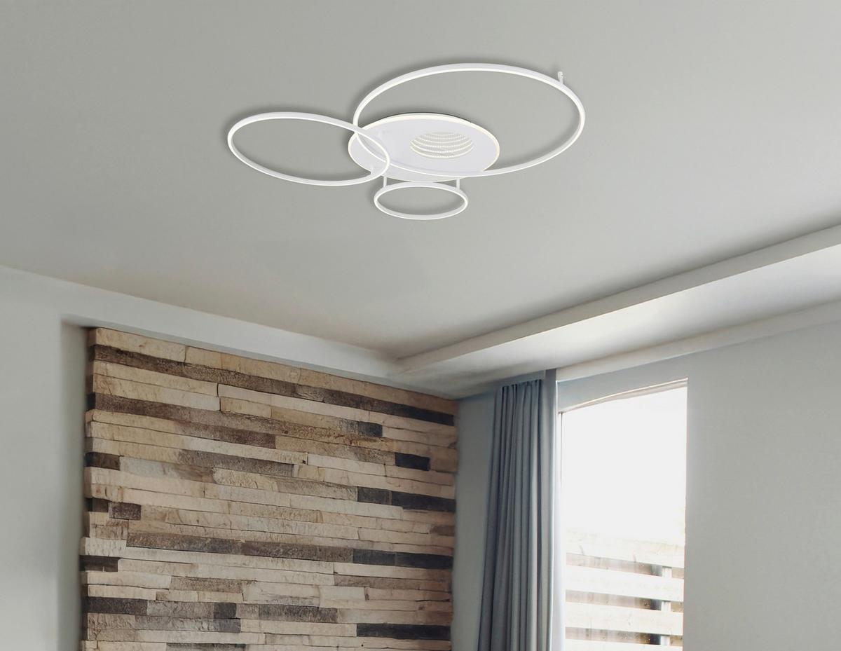 LED-Deckenleuchte Memory-Funktion - Weiß, Design, Kunststoff/Metall (126,4/105,3/13cm) - Globo