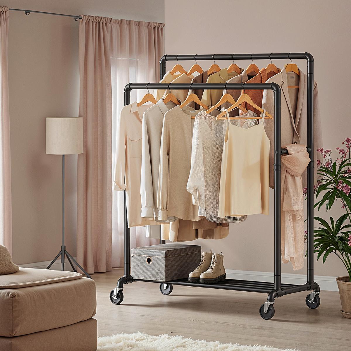 Kleiderwagen Schwarz B: 100 cm - Schwarz, Basics, Kunststoff/Metall (100/162/59cm)