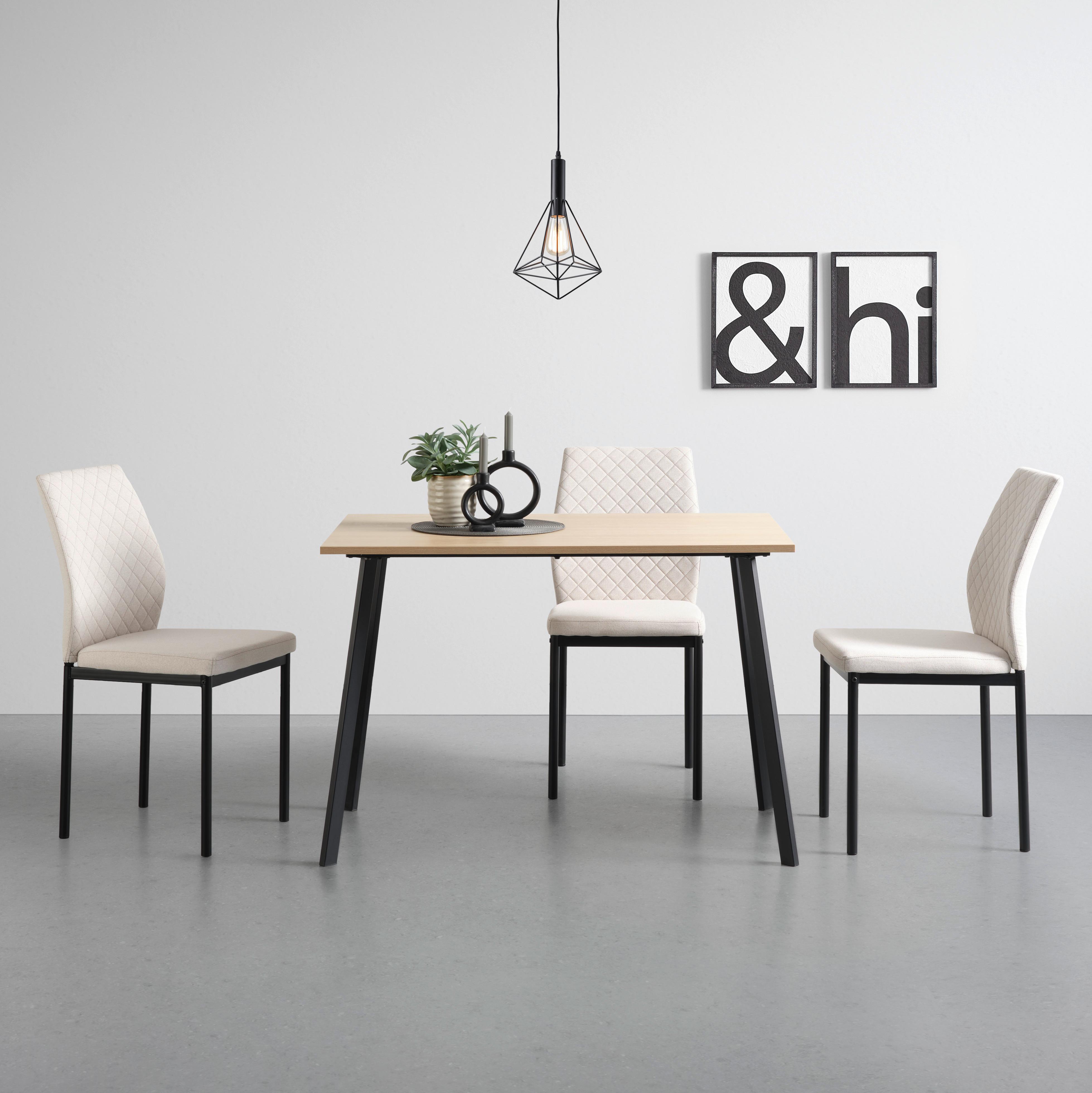 Jedálenský stôl EMIL 110 - čierna/farba duba, Konventionell, kov/kompozitné drevo (110/75/70cm) - Based