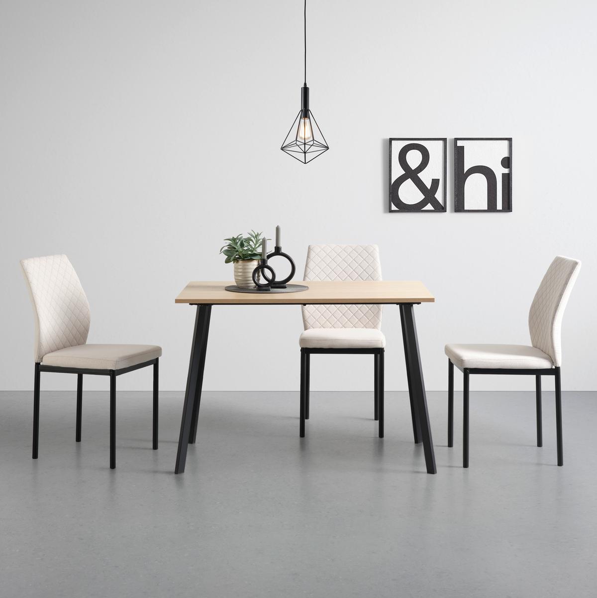 Jídelní stůl EMIL 110 - černá/barvy dubu, Konvenční, kov/kompozitní dřevo (110/75/70cm) - Based