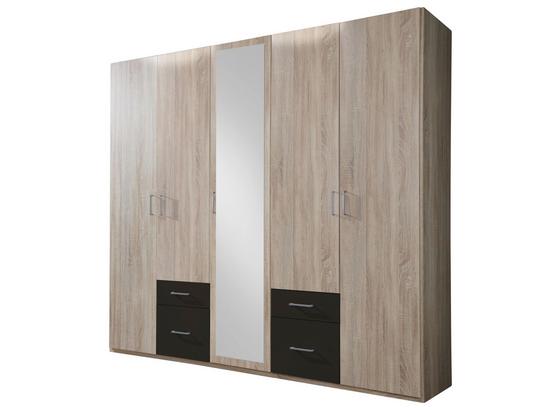 Drehtürenschrank mit Spiegel 225cm Fly, Eichendekor - Eichefarben/Graphitfarben, Design, Glas/Holzwerkstoff (225/210/58cm) - Carryhome Drehtürenschrank mit Spiegel 225cm Fly, Eichendekor - Eichefarben/Graphitfarben, Design, Glas/Holzwerkstoff (225/210/58cm) - Carryhome