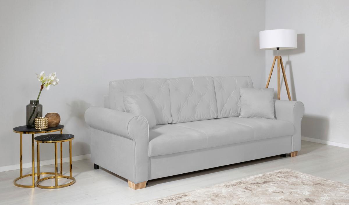 Schlafsofa Arles, Hellgrau 20 B: 240 Cm - Buchefarben/Hellgrau, Design, Textil (240/94/98cm) - MID.YOU