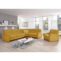 Sedací souprava ESE, pravá, žlutá, bez funkcí - černá/žlutá, Konvenční, dřevo/textil (303/245cm)