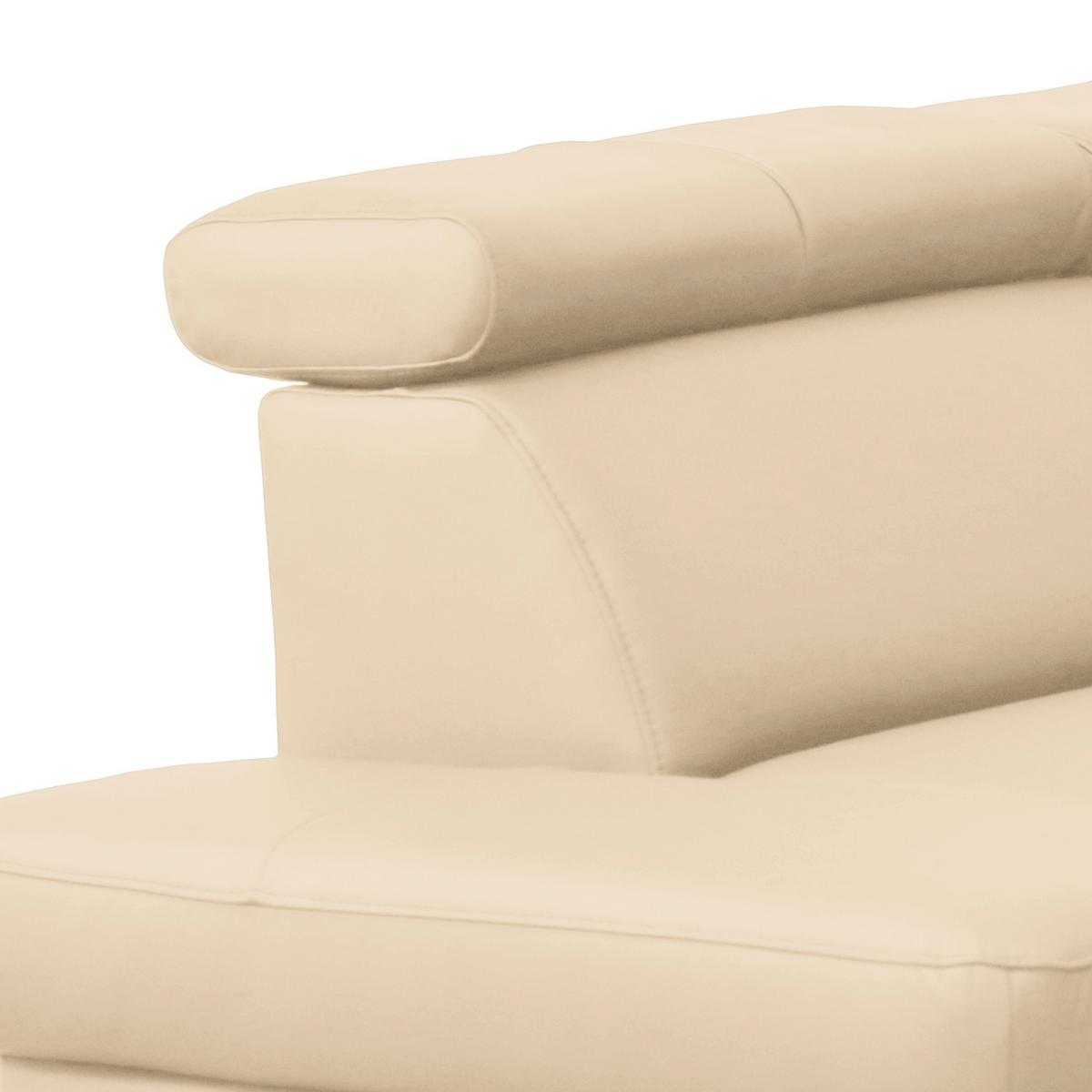 Ecksofa Lince Beige S: 197x257 cm - Chromfarben/Beige, Design, Leder/Textil (197/257cm) - Livetastic