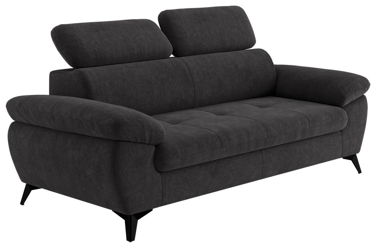 3-Sitzer-Sofa Hudson Schlammfarben B: 215 cm - Dunkelgrau/Schwarz, Textil (215/84/100cm) - MID.YOU