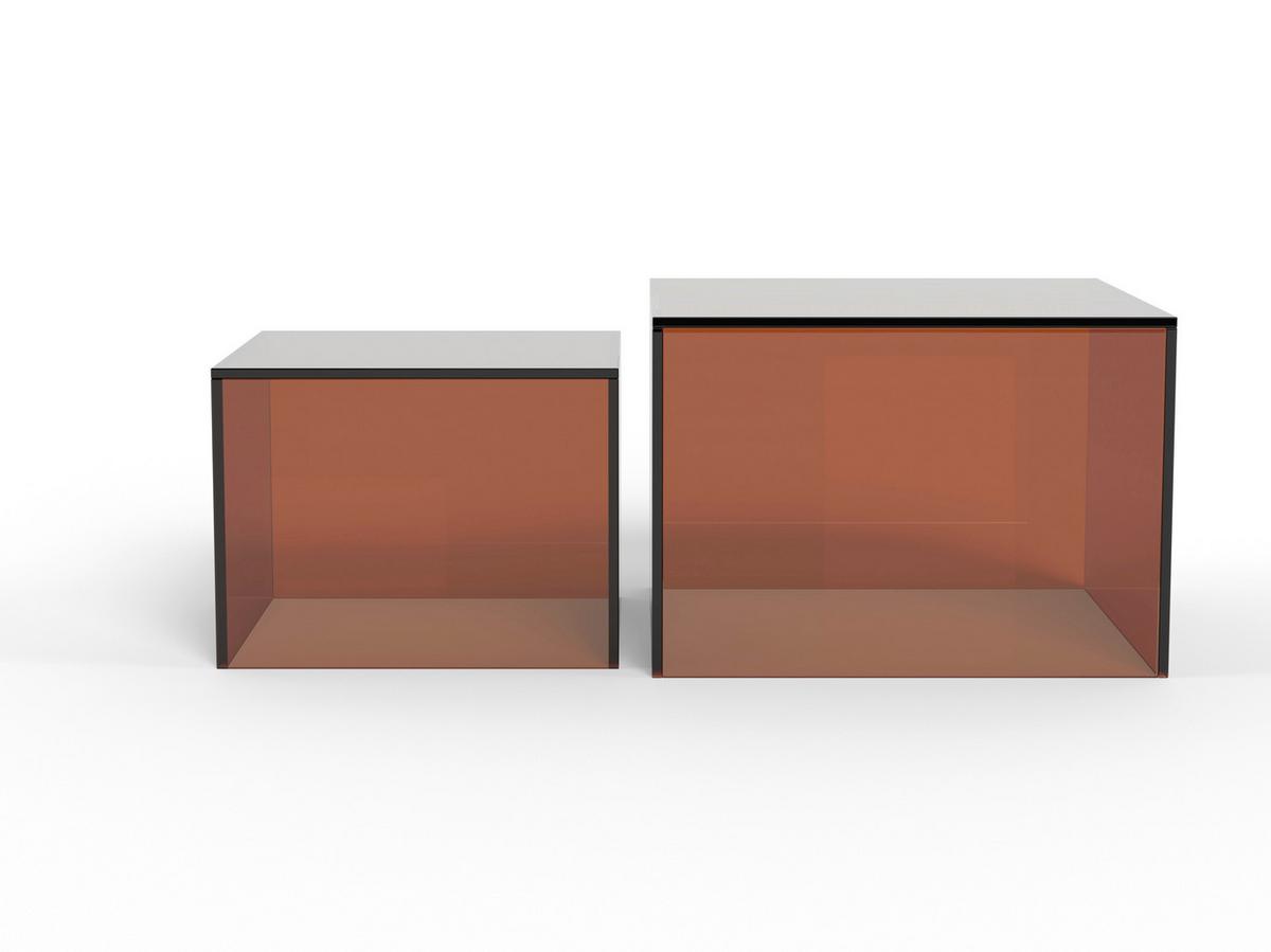 COUCHTISCH Dice Braun L: 50cm - Braun, Design, Glas (50/50/35cm) - MID.YOU