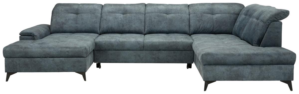 Sedacia súprava do U SIERRA, pravá, modrosivá INFINITY - čierna/modrosivá, Modern, kov/textil (181/364/230cm) - Mömax