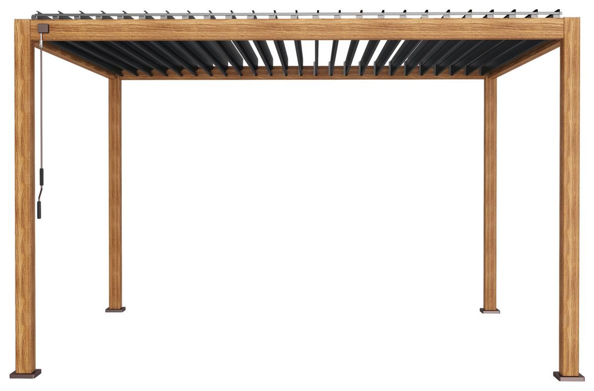 PERGOLA DELUXE 400X300CM HOLZOPTIK - Anthrazit/Braun, MODERN, Metall (400/250/300cm) - Gardenson