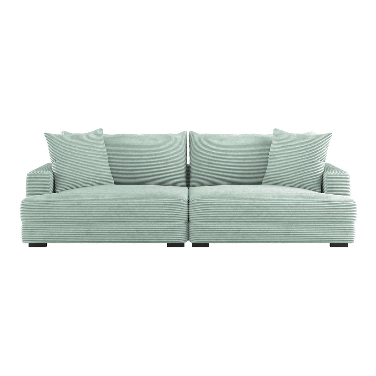 Big Sofa Pelle Mit Kissen B: 261 Cm Salbeigrün - Wengefarben/Salbeigrün, Trend, Textil (261/124cm) - Luca Bessoni