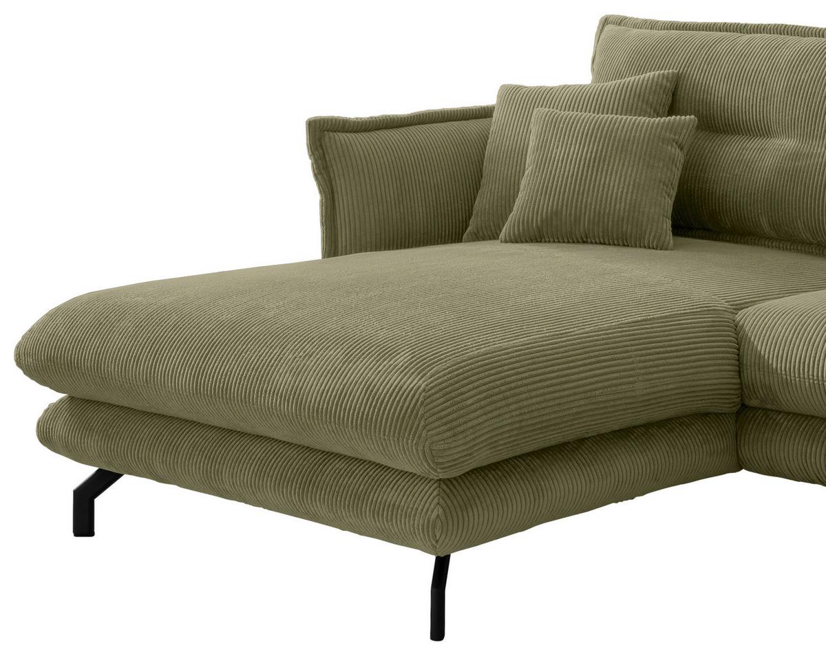 Ecksofa Lava Olivgrün S: 180x255cm - Schwarz/Olivgrün, MODERN, Textil (180/255cm) - Livetastic