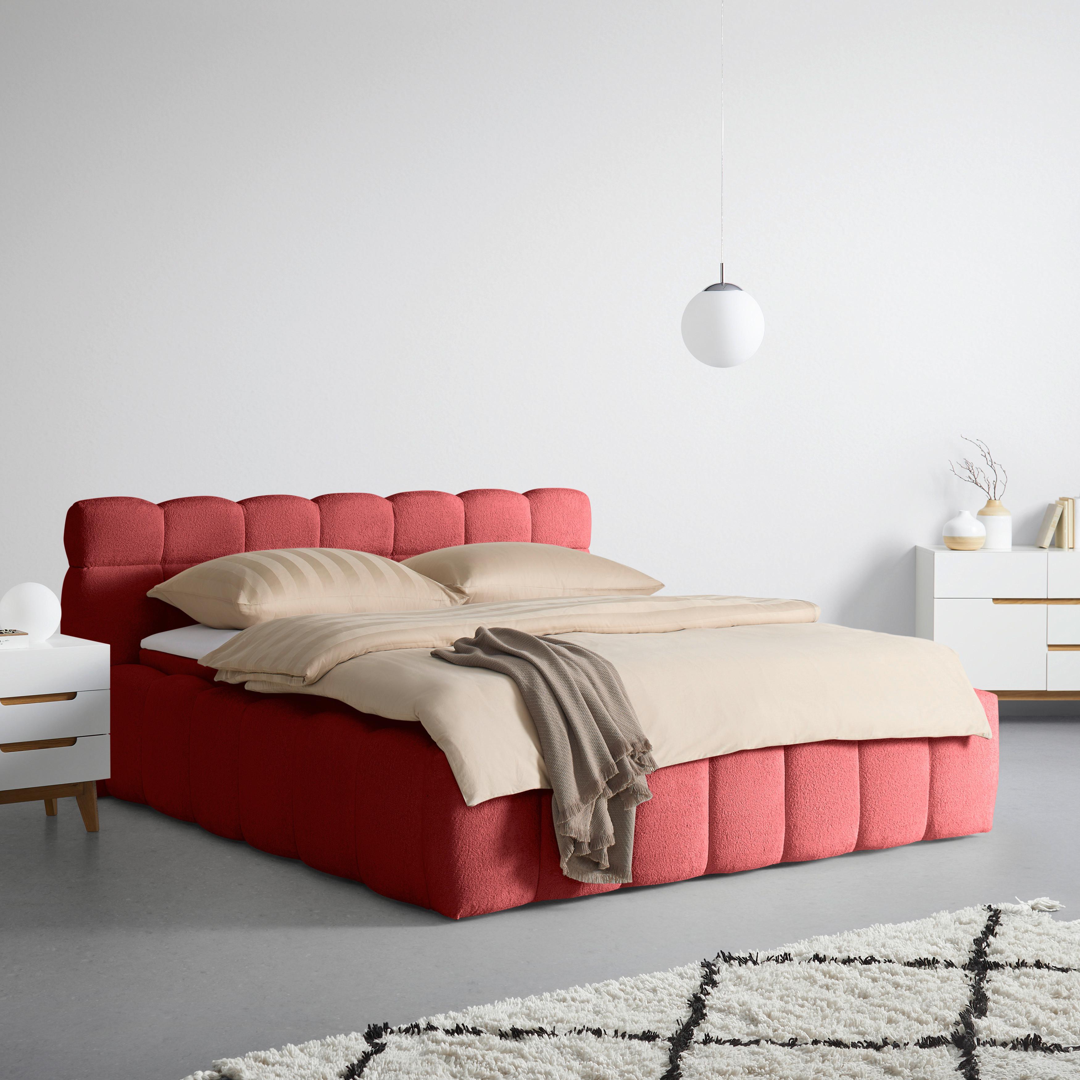 Čalouněná postel MONTE 200x200, červená - černá/červená, Konvenční, textil/plast (200/200cm) - Based