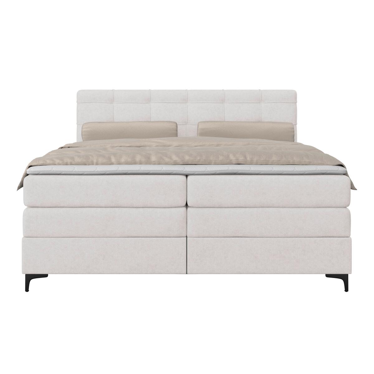 Boxspringbett MITTO Champagner 200x200 cm - Champagner/Schwarz, KONVENTIONELL, Textil/Metall (200/200cm)