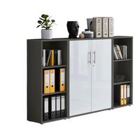 AKTENSCHRANK OFFICE EDITION - SW SET 2 - Weiß Hochglanz/Anthrazit, MODERN, Holzwerkstoff (172,6/113,6/33cm) - MID.YOU