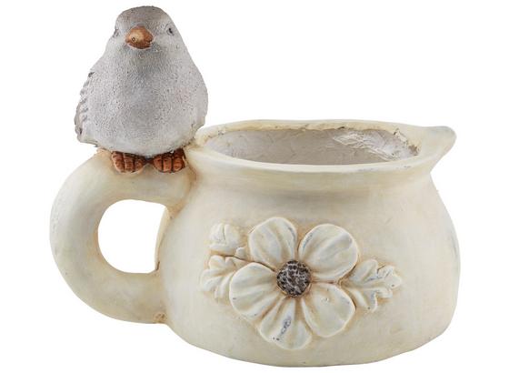 Pflanzentopf Birdy - Weiß/Grau, KONVENTIONELL, Stein (32,5/24,5/25,5cm) - Ombra Pflanzentopf Birdy - Weiß/Grau, KONVENTIONELL, Stein (32,5/24,5/25,5cm) - Ombra