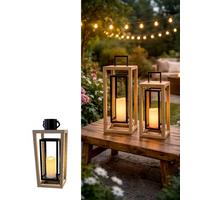 Laterne inkl. LED Kerze Schwarz/Natur H: 38 cm - Schwarz, MODERN, Holz (16/38/16cm)