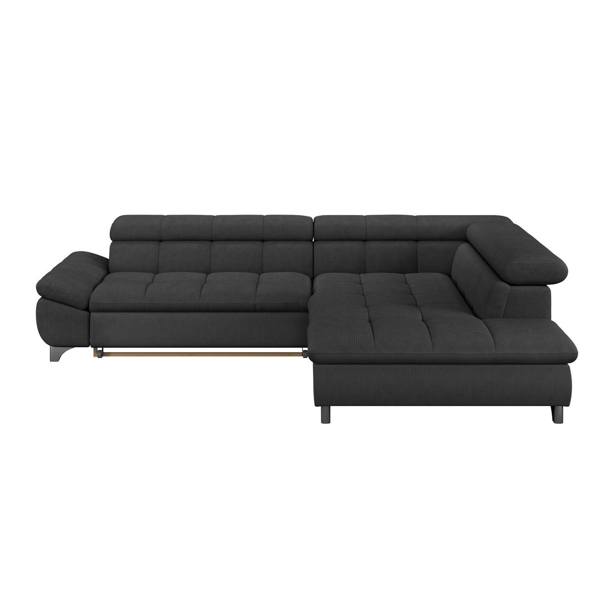 Ecksofa Mit Schlaffunktion Gemini Schwarz 312x234 Cm - Chromfarben/Schwarz, KONVENTIONELL, Textil (312/234cm)
