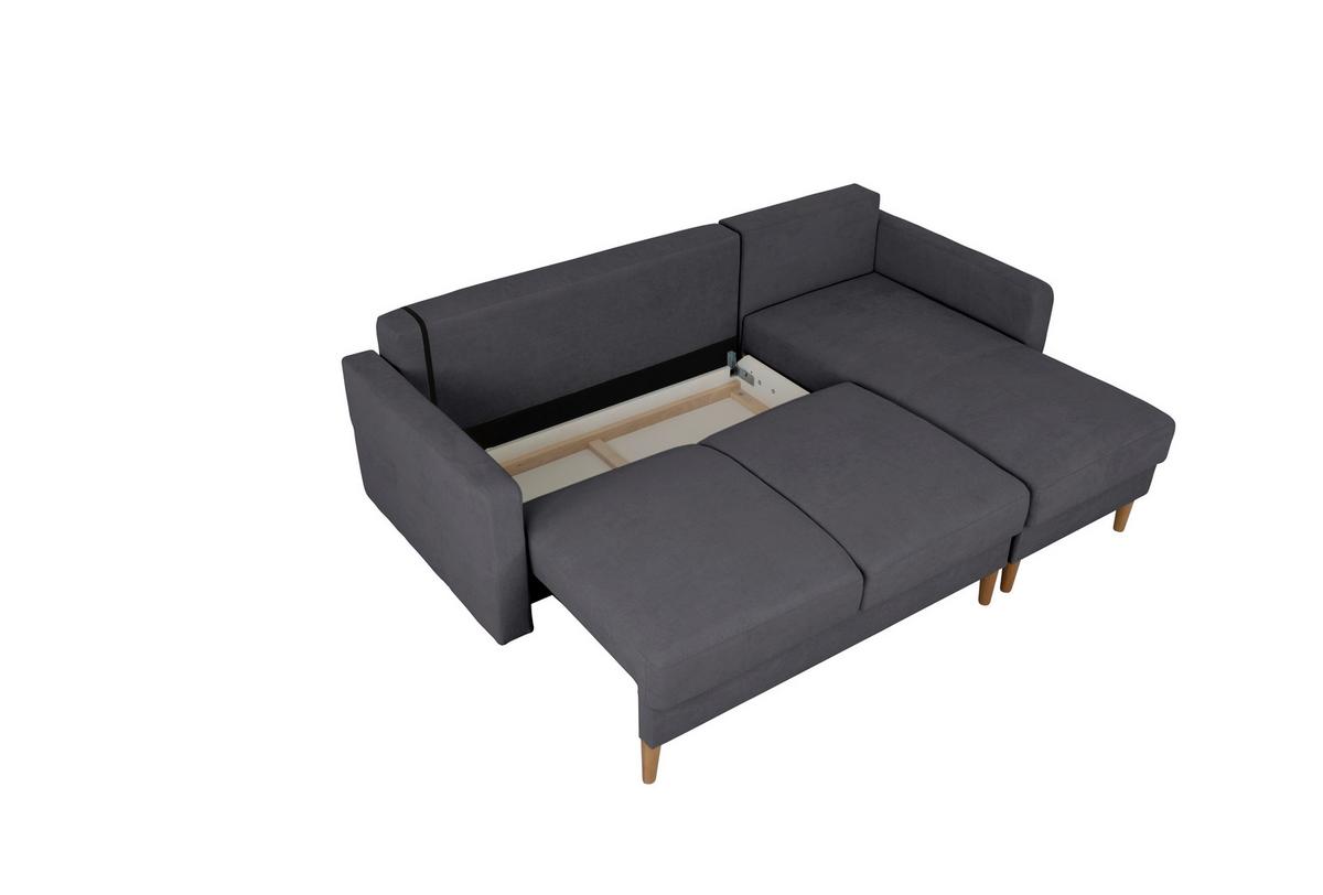 Ecksofa Noret Dunkelgrau S: 223x157 Cm - Dunkelgrau/Buchefarben, Design, Textil (223/157cm) - MID.YOU