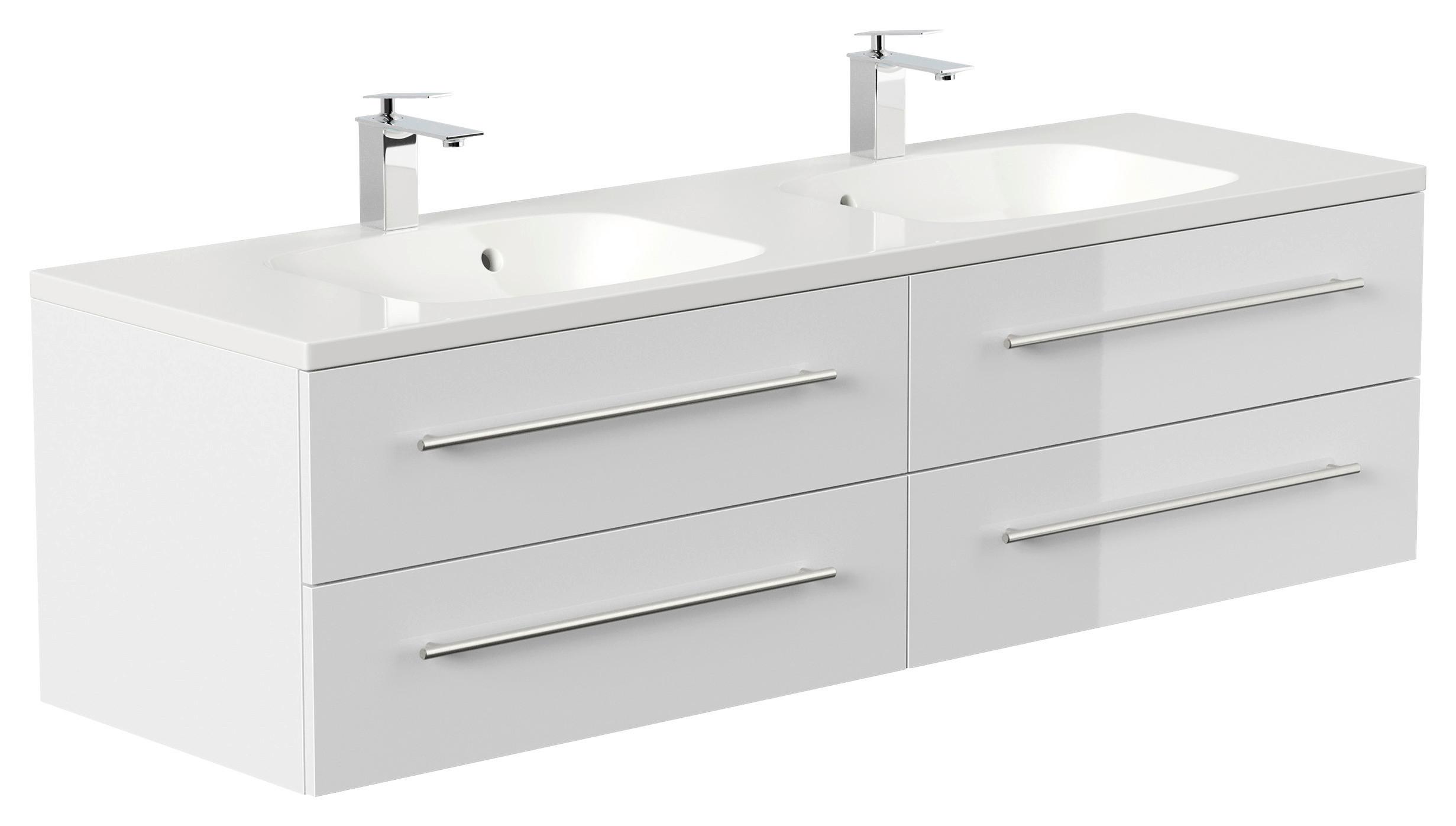 WASCHTISCHKOMBI Geant, Weiß HG B: 160 cm - Weiß Hochglanz/Weiß, Basics, Holzwerkstoff/Stein (160cm) - MID.YOU