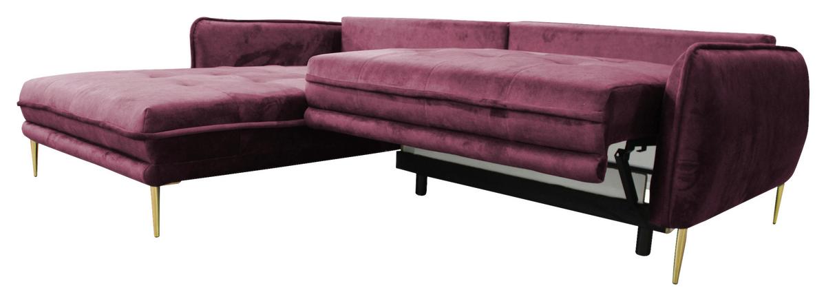 Ecksofa Whisper Weinrot S: 196x264 cm - Weinrot/Goldfarben, Design, Textil (196/264cm) - MID.YOU