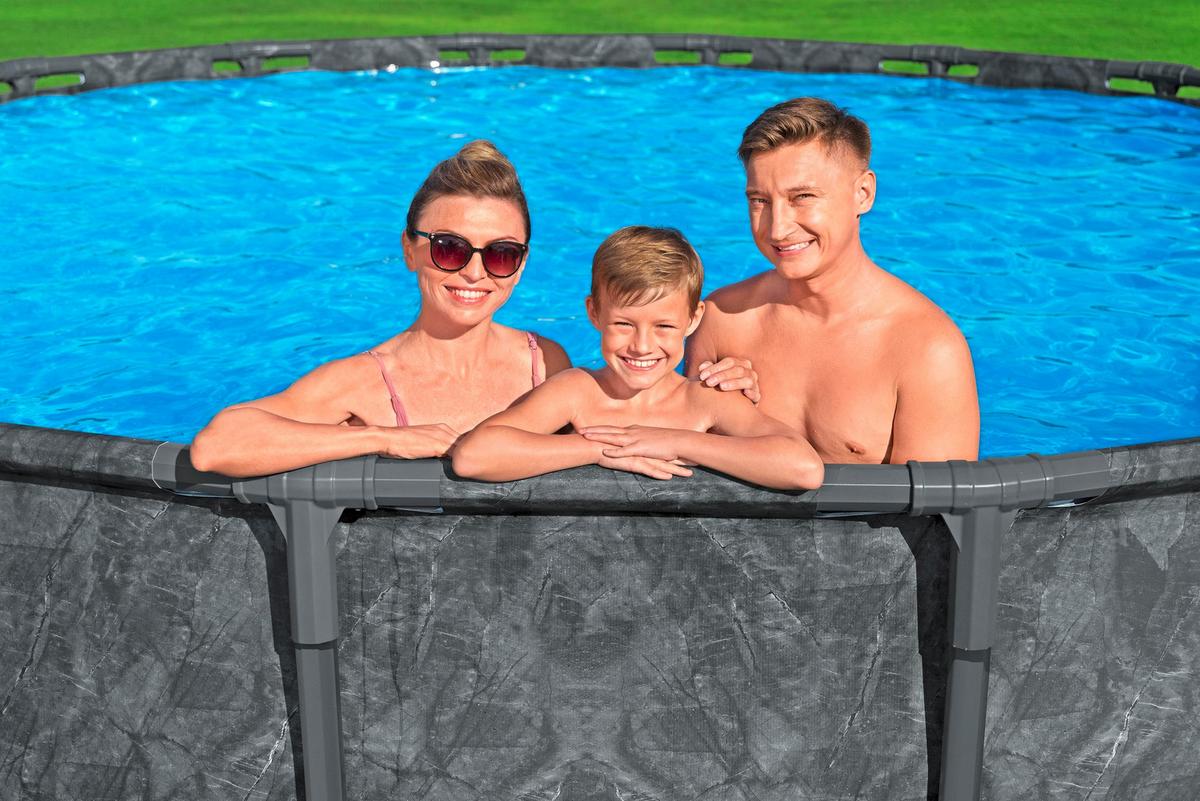 Pool Leonie - Blau/Dunkelgrau, KONVENTIONELL, Kunststoff/Metall (549/132cm) - Bestway