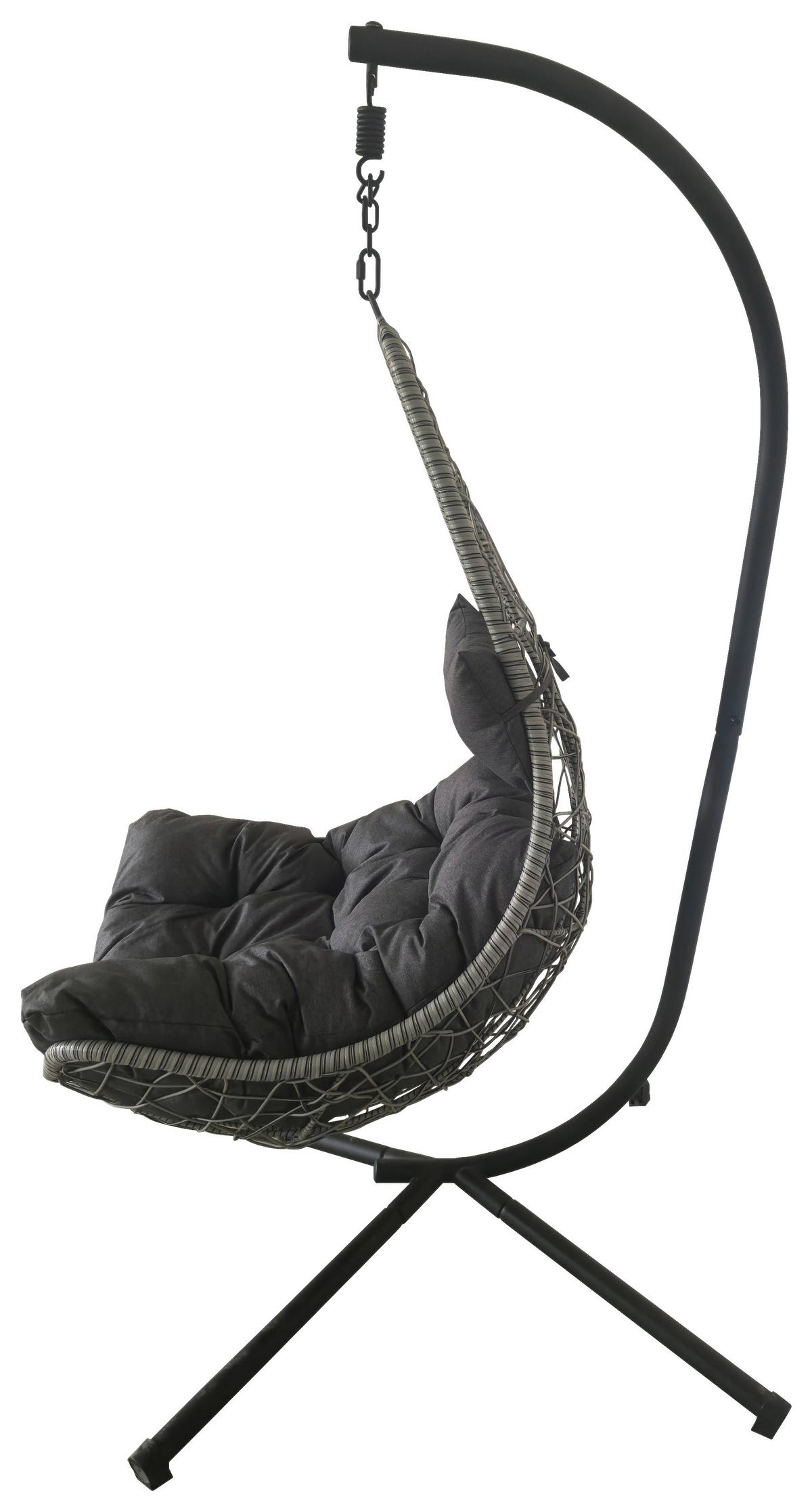 Hängesessel Tonga - Dunkelgrau/Anthrazit, MODERN, Kunststoff/Metall (95/95/195cm) - Beldano