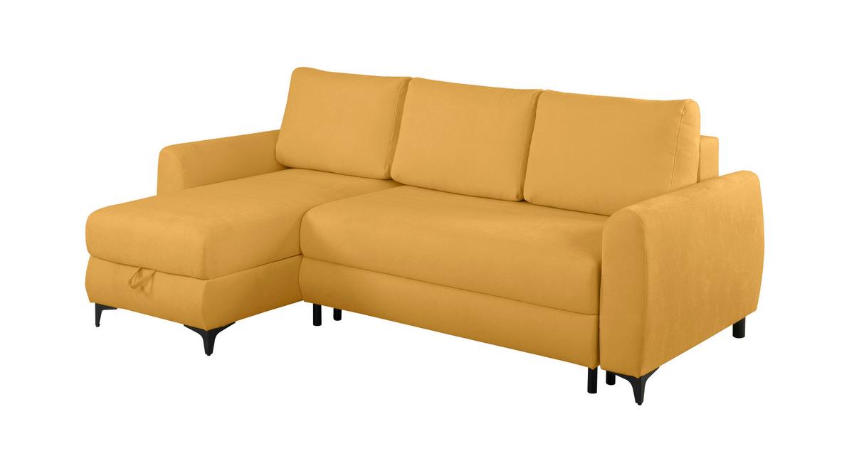 Ecksofa Moli, Gelb S: 236x148 cm - Gelb/Schwarz, Design, Textil (236/148cm) - MID.YOU