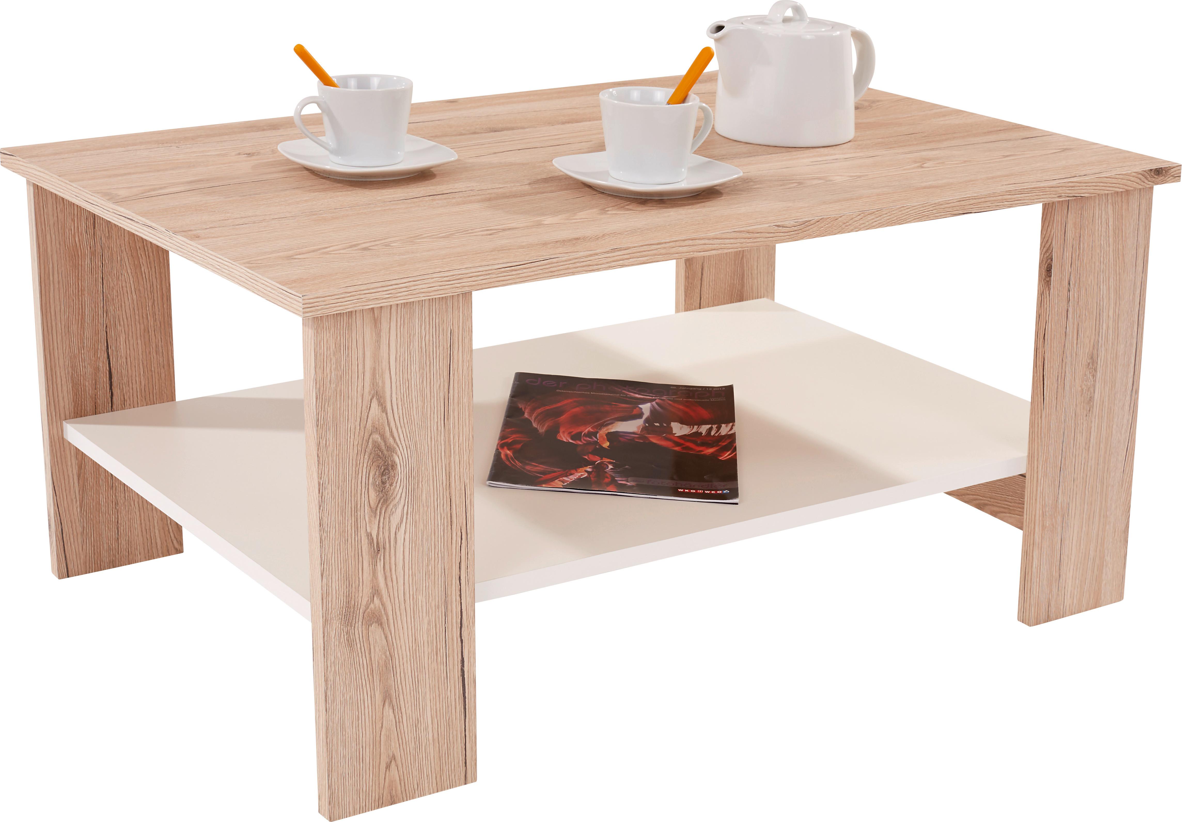 Konferenční Stolek Paolo - bílá/barvy dubu, Moderní, kompozitní dřevo (90/41/55cm)