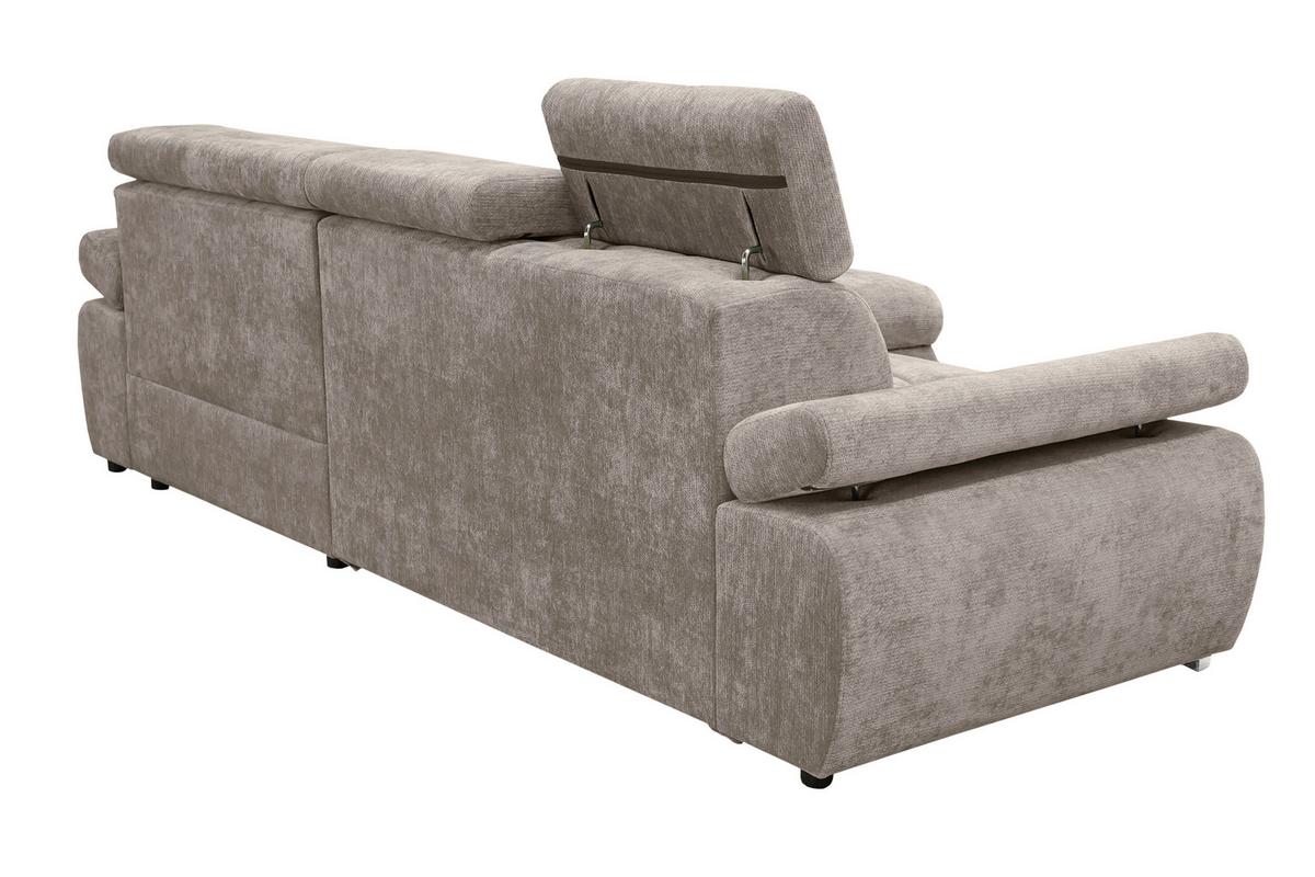 Rohová sedačka VEGAS, pravá, šedohnědá žinylka - barvy stříbra/šedohnědá, Design, dřevo/textil (294/173cm)
